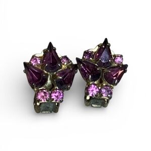 Vintage  Plum Gemstone Earrings